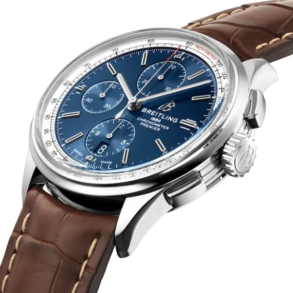 Breitling Premier Men Automatic Blue Crocodile Watch A13315351C1P1 - Image 2