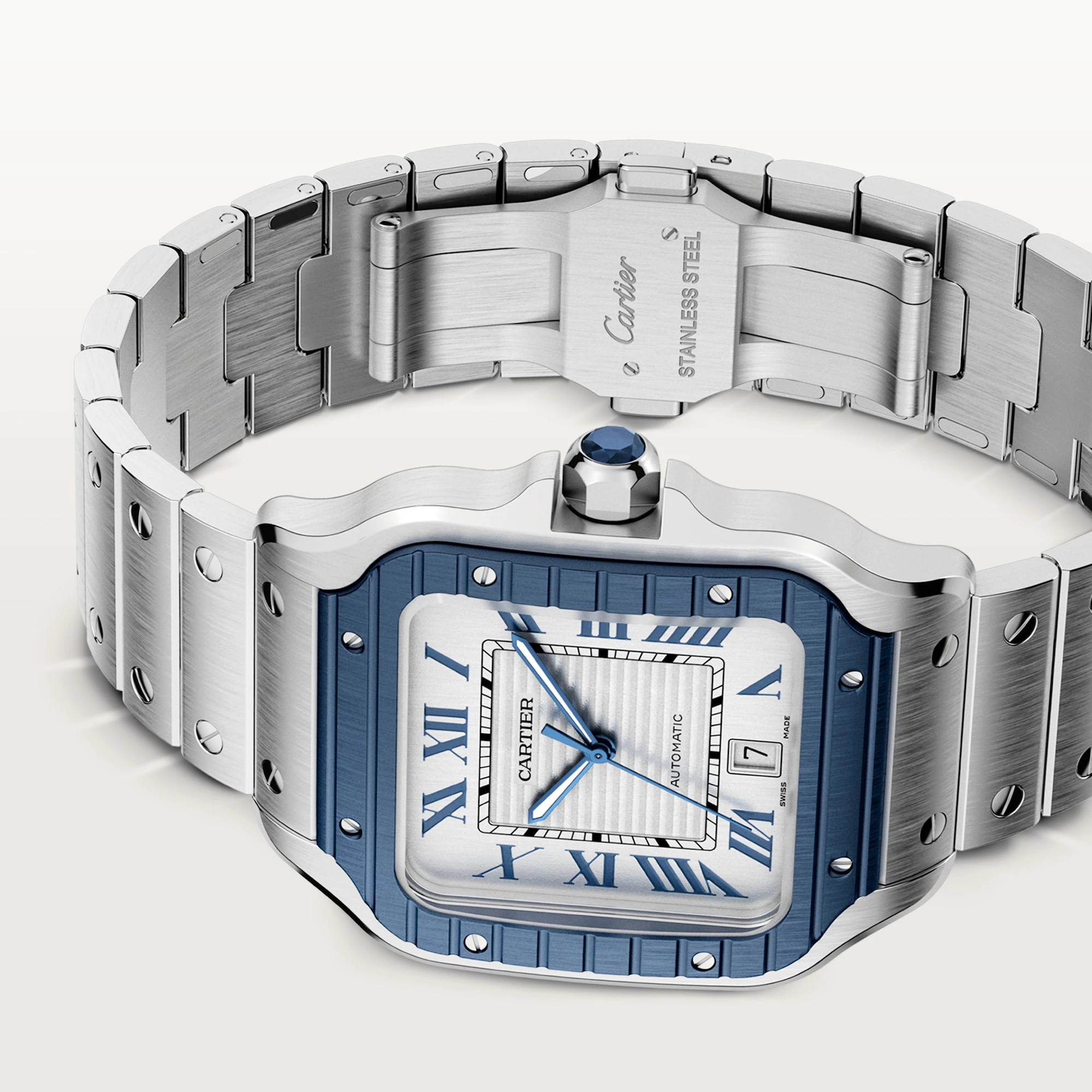 Cartier Santos de Cartier Men Automatic Grey Stainless Steel Watch WSSA0047 - Image 3