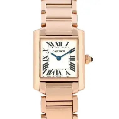 Cartier Tank Francaise Women Quartz Silver 18ct Rose Gold Watch WGTA0029 - Image 3