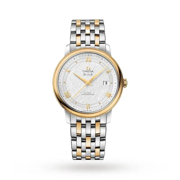 Omega De Ville Men Automatic Mother of Pearl Stainless Steel 18ct Yellow Gold Watch O42420402002001