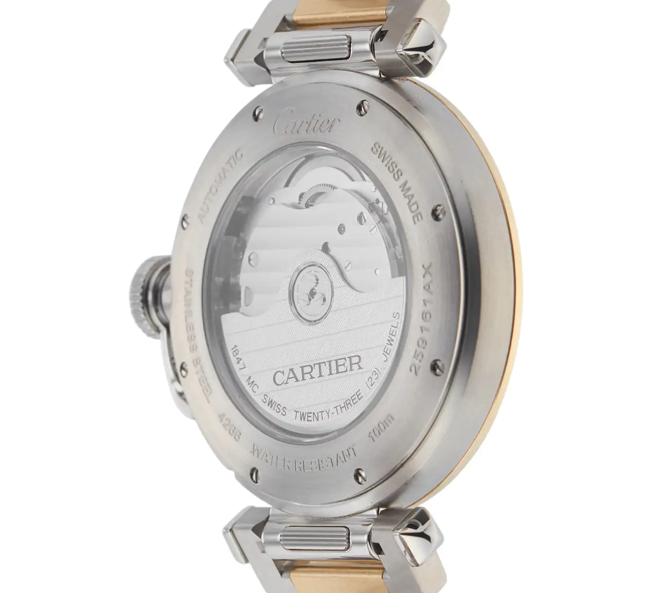 Cartier Pasha de Cartier Women Automatic Silver Stainless Steel 18ct Rose Gold Watch W2PA0008 - Image 3