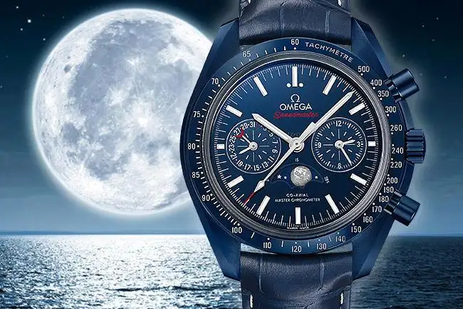 Omega Speedmaster Men Automatic Blue Leather Watch O30493445203001 - Image 2