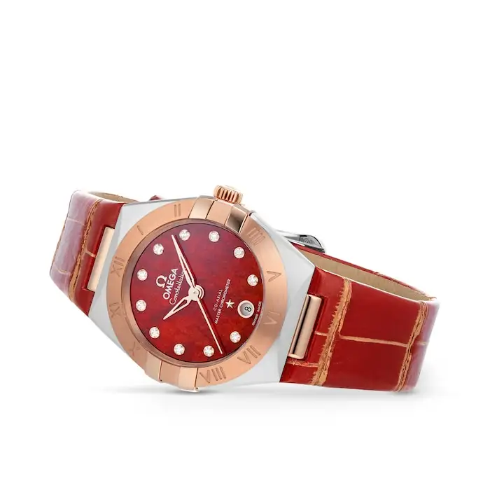 Omega Constellation Women Automatic Red Leather Watch O13123292099002 - Image 4