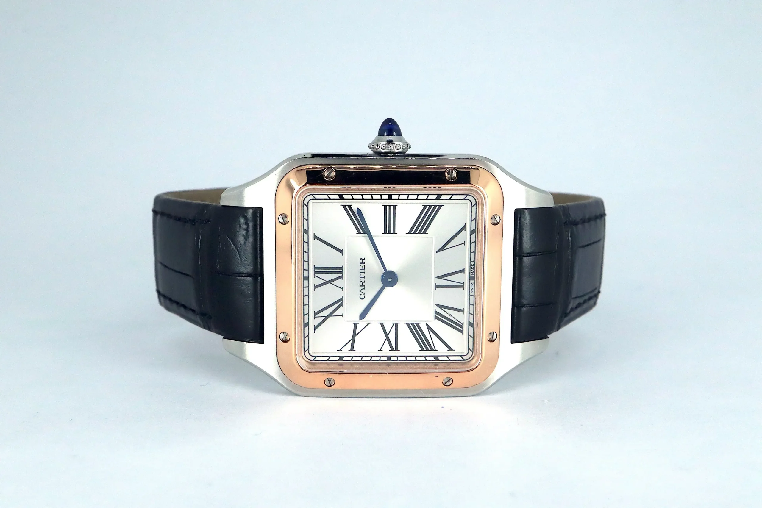 Cartier Santos-Dumont Men Automatic Silver Stainless Steel 18ct Rose Gold Watch W2SA0017 - Image 4