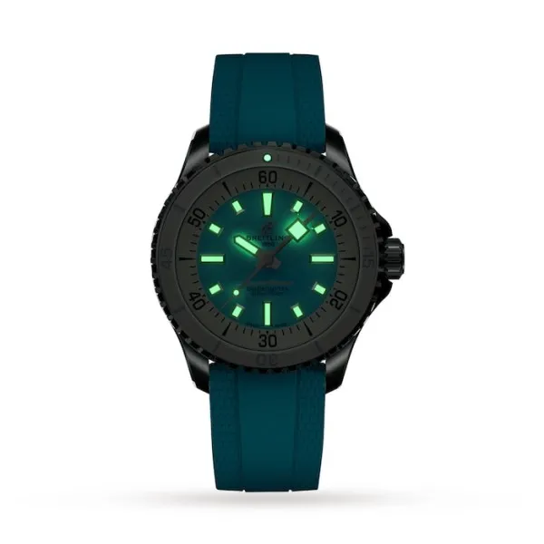 Breitling Superocean Unisex Automatic Turquoise Rubber Watch A17377211C1S1 - Image 5