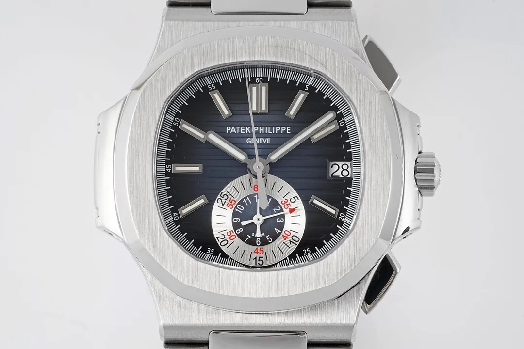 Patek Philippe 5980 Silver Chronograph Watch - Image 2
