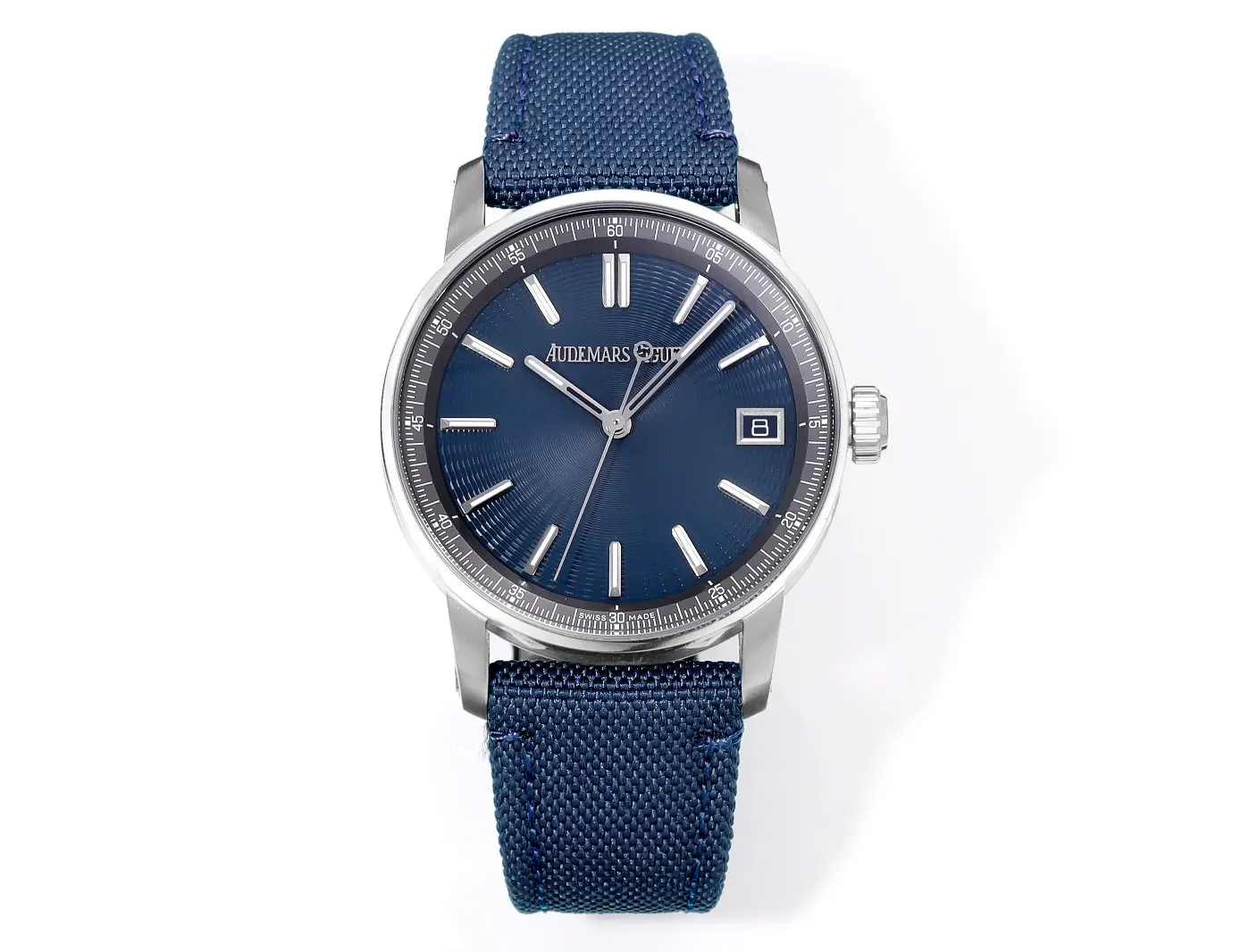 watch Audemars Piguete CODE 11.59 Automatic Watch Night Blue Dial. Stainless Steel Case. Blue Fabric Strap. 41mm