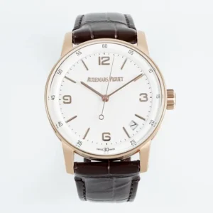 watch Audemars Piguet CODE 11.59 Blue Dial Three-Hand Automatic Watch   41mm Rose Gold Case with Brown Leather Strap