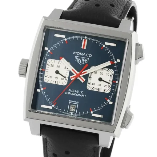 TAG Heuer Monaco Men Automatic Blue Leather Watch CAW211P.FC6356 - Image 4