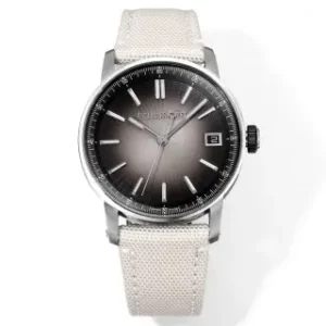 watch Audemars Piguet CODE 11.59 Stainless Steel Watch with Smoked Dial and Beige Fabric Strap. 41mm