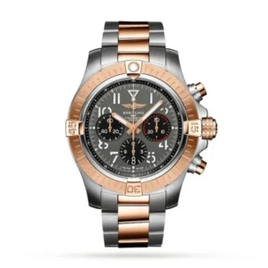 Breitling Avenger Men Automatic Grey Stainless Steel 18K Red Gold Watch UB01821A1B1U1