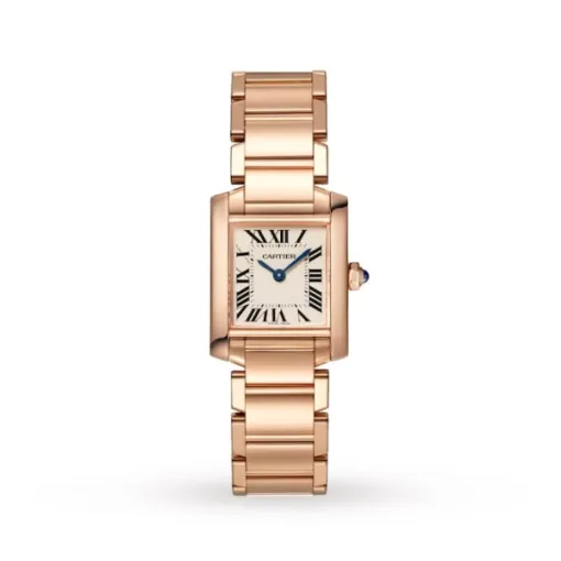 Cartier Tank Francaise Women Quartz Silver 18ct Rose Gold Watch WGTA0029