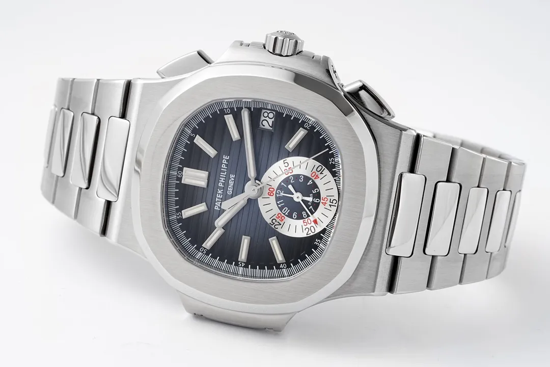 Patek Philippe 5980 Silver Chronograph Watch - Image 8