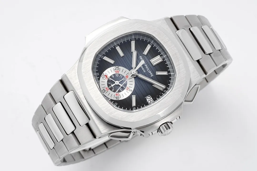 Patek Philippe 5980 Silver Chronograph Watch - Image 4