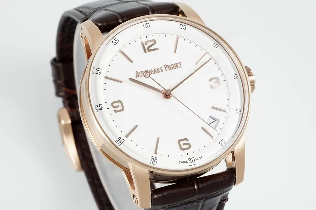 watch Audemars Piguet CODE 11.59 Blue Dial Three-Hand Automatic Watch 41mm Rose Gold Case with Brown Leather Strap - Image 2