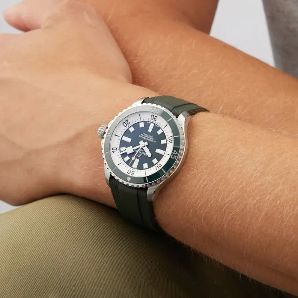 Breitling Superocean Men Automatic Green Rubber Watch A17376A31L1S1 - Image 6