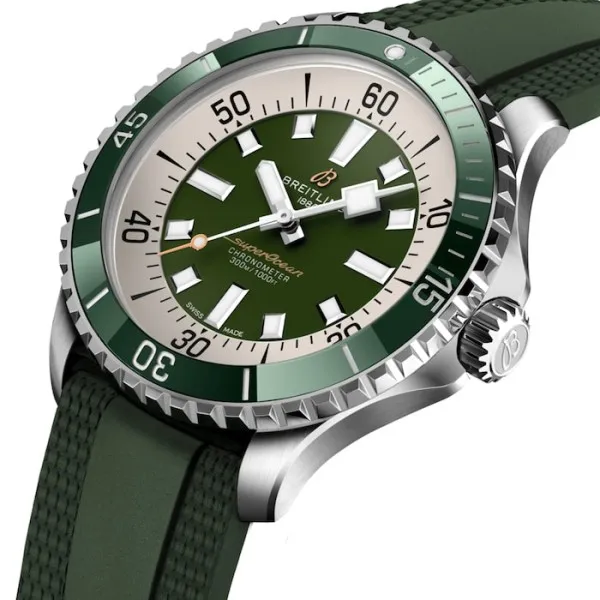 Breitling Superocean Men Automatic Green Rubber Watch A17376A31L1S1 - Image 3