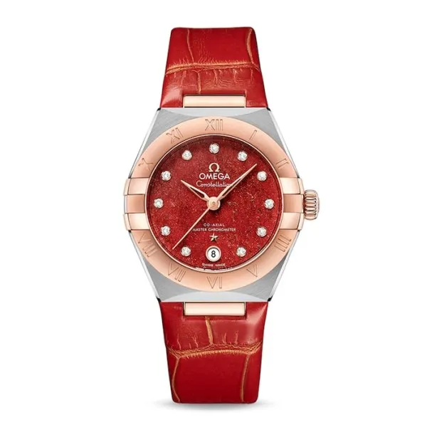 Omega Constellation Women Automatic Red Leather Watch O13123292099002