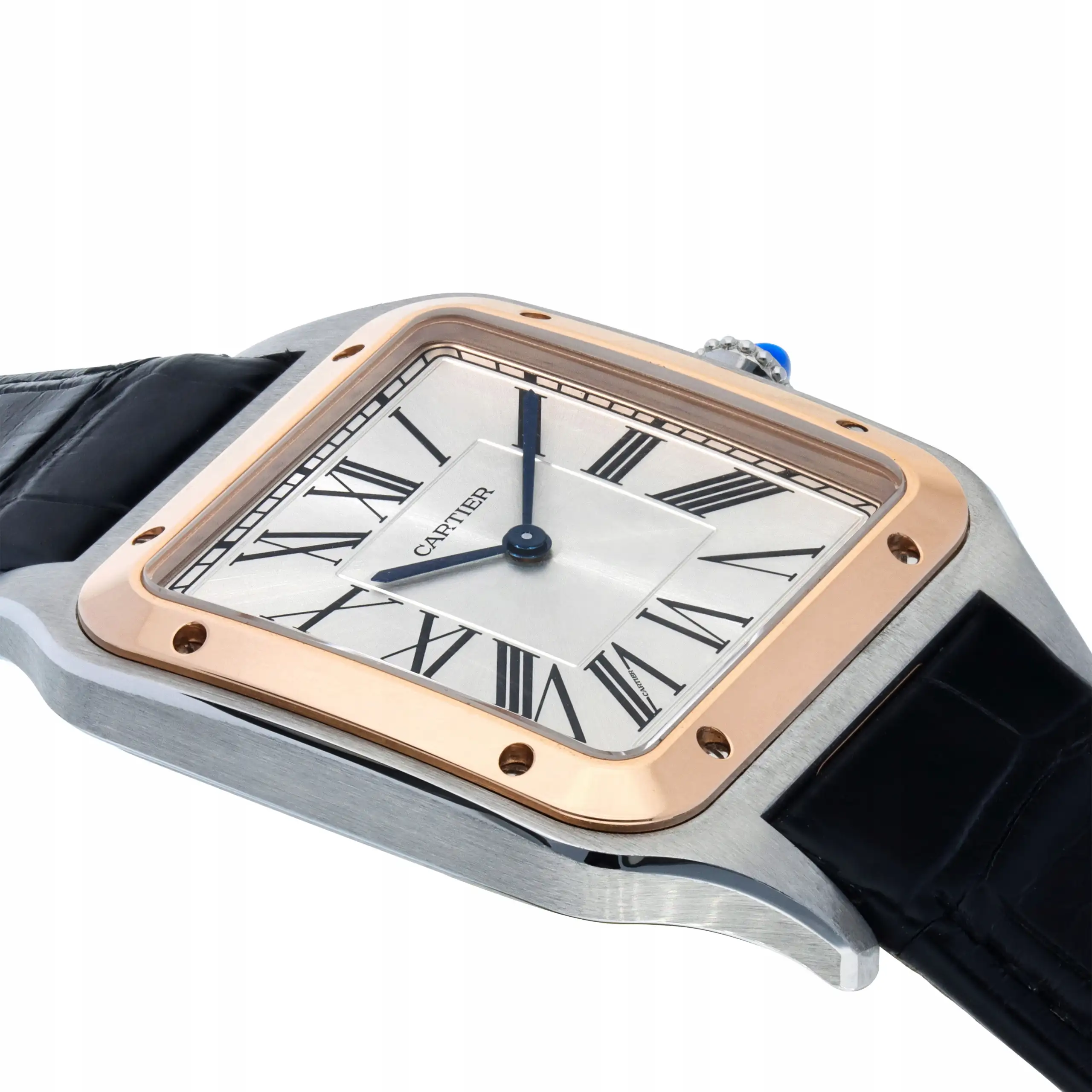 Cartier Santos-Dumont Men Automatic Silver Stainless Steel 18ct Rose Gold Watch W2SA0017 - Image 3