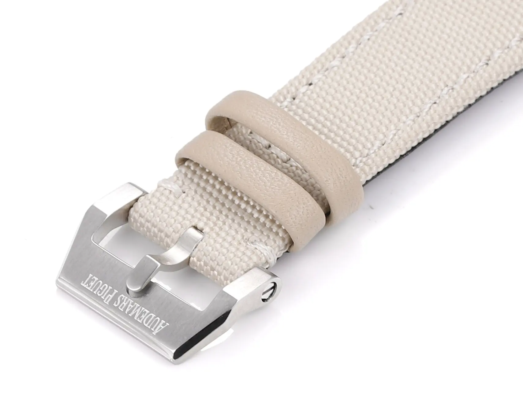 watch Audemars Piguet CODE 11.59 Stainless Steel Watch with Smoked Dial and Beige Fabric Strap. 41mm - Image 5