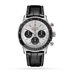 Breitling Navitimer Men Automatic Silver Alligator Watch AB0138241G1P1