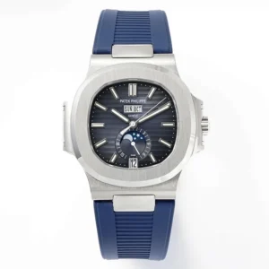 Patek Philippe Blue Nautilus Rubber Strap Watch