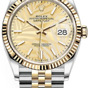 Rolex Datejust 36mm Gold Palm Motif Dial 126233