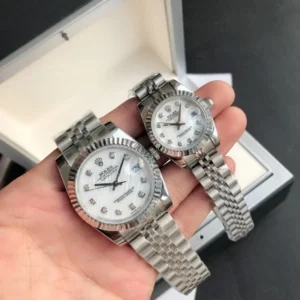 Couple Watches Rolex Datejust 36/28mm SS/SS Jub White/Dial