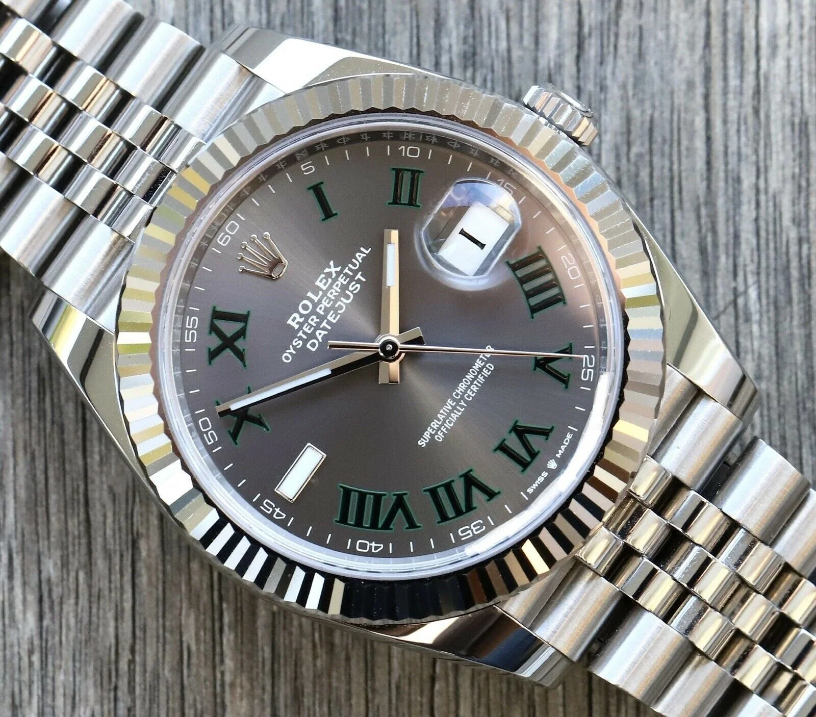 Superclone Rolex Datejust 41mm Rhodium Dial 126334 Wimbledon Flutted / Jubilee - Image 3