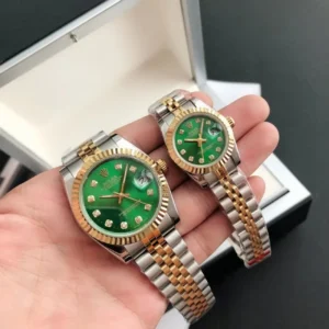 Couple Watches Rolex Datejust 36/28mm RG/SS Jub Green/Dial