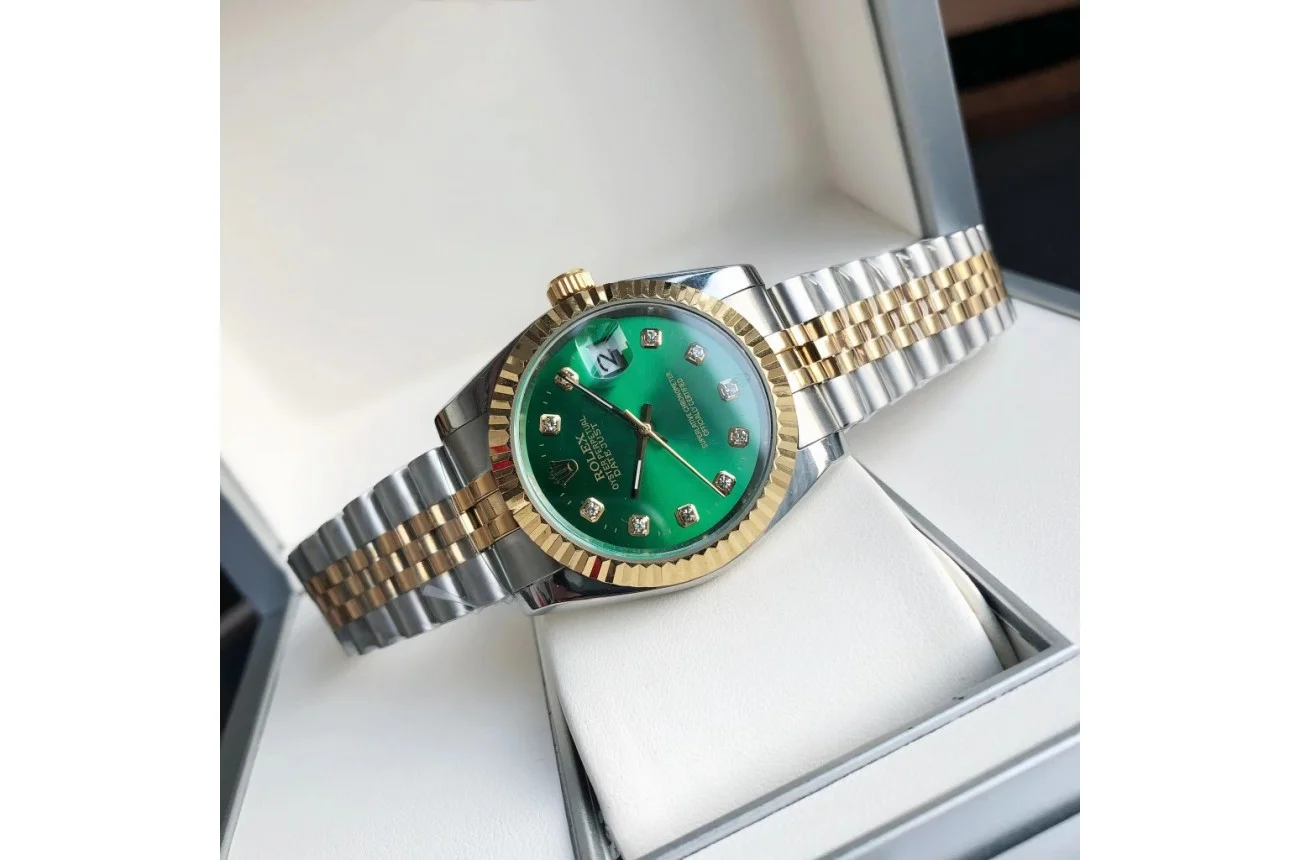 Couple Watches Rolex Datejust 36/28mm RG/SS Jub Green/Dial - Image 5