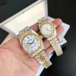 Couple Watches Rolex Datejust 36/28mm RG/SS Jub Sliver/Dia