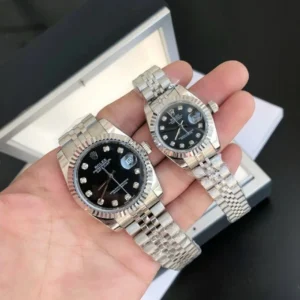 Couple Watches Rolex Datejust 36/28mm SS/SS Jub Black/Dial