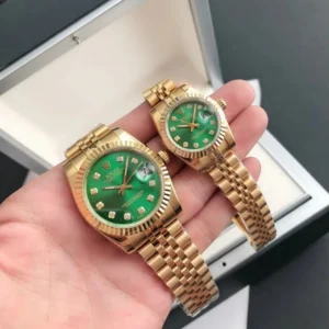 Couple Watches Rolex Datejust 36/28mm RG/RG Jub Green/Dial