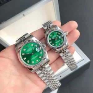 Couple Watches Rolex Datejust 36/28mm SS/SS Jub Green/Dia