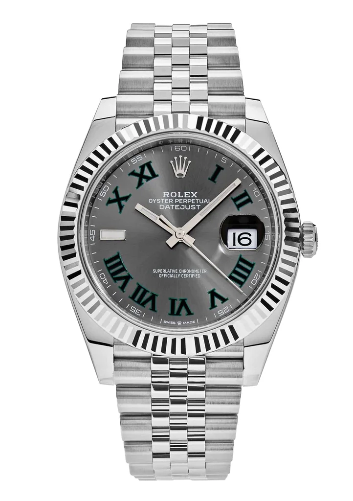 Superclone Rolex Datejust 41mm Rhodium Dial 126334 Wimbledon Flutted / Jubilee