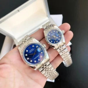 Couple Watches Rolex Datejust 36/28mm SS/SS Jub Blue/Dial