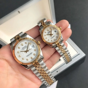 Couple Watches Rolex Datejust 36/28mm RG/SS Jub White/Dial
