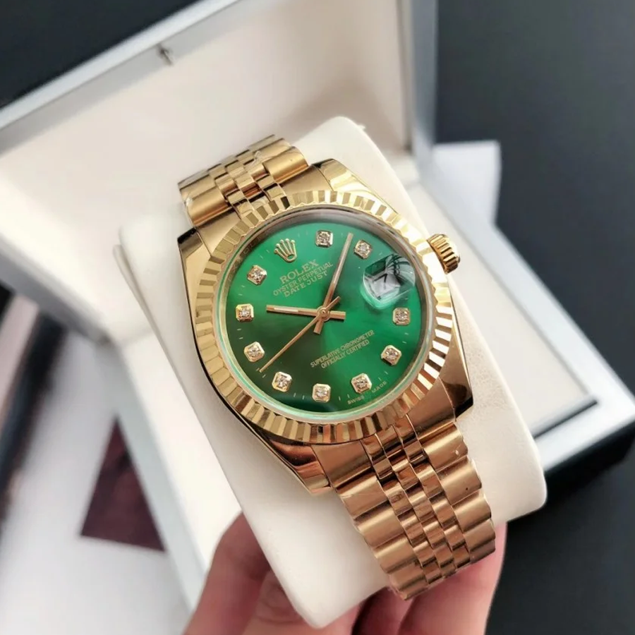 Couple Watches Rolex Datejust 36/28mm RG/RG Jub Green/Dial - Image 2