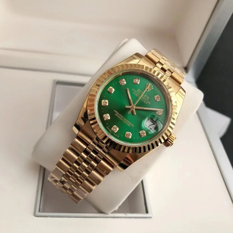 Couple Watches Rolex Datejust 36/28mm RG/RG Jub Green/Dial - Image 3