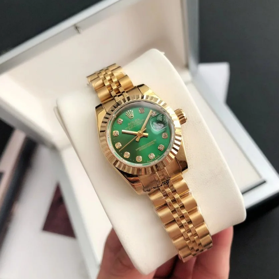 Couple Watches Rolex Datejust 36/28mm RG/RG Jub Green/Dial - Image 4