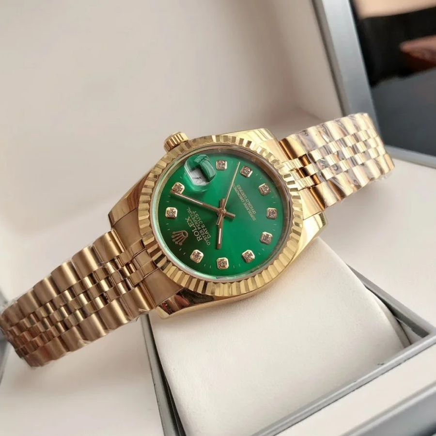 Couple Watches Rolex Datejust 36/28mm RG/RG Jub Green/Dial - Image 5