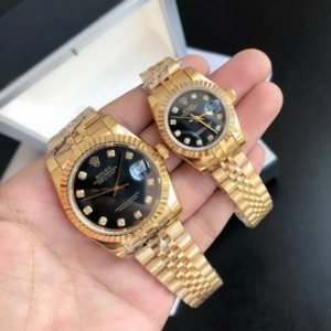 Couple Watches Rolex Datejust 36/28mm RG/RG Jub Black/Dial
