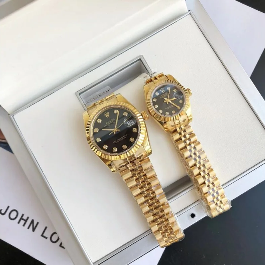 Couple Watches Rolex Datejust 36/28mm RG/RG Jub Black/Dial - Image 5