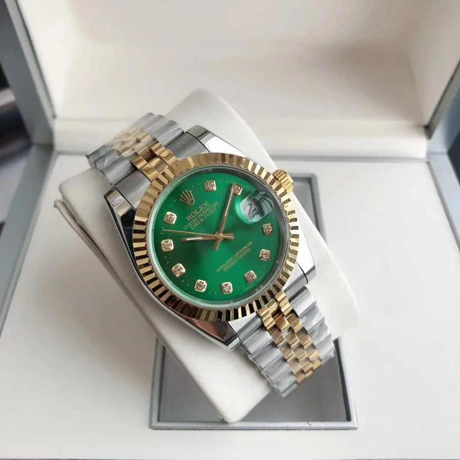 Couple Watches Rolex Datejust 36/28mm RG/SS Jub Green/Dial - Image 3