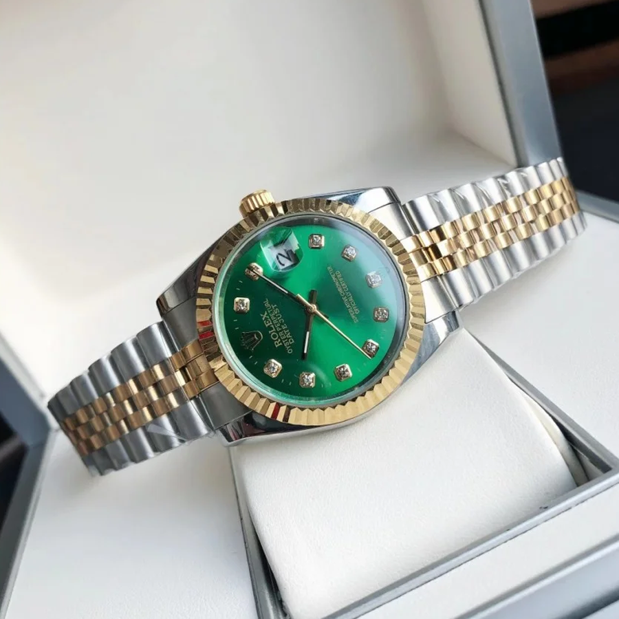 Couple Watches Rolex Datejust 36/28mm RG/SS Jub Green/Dial - Image 4