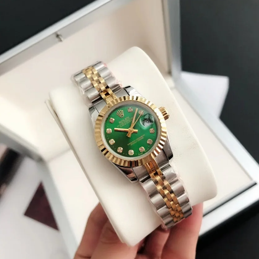 Couple Watches Rolex Datejust 36/28mm RG/SS Jub Green/Dial - Image 5