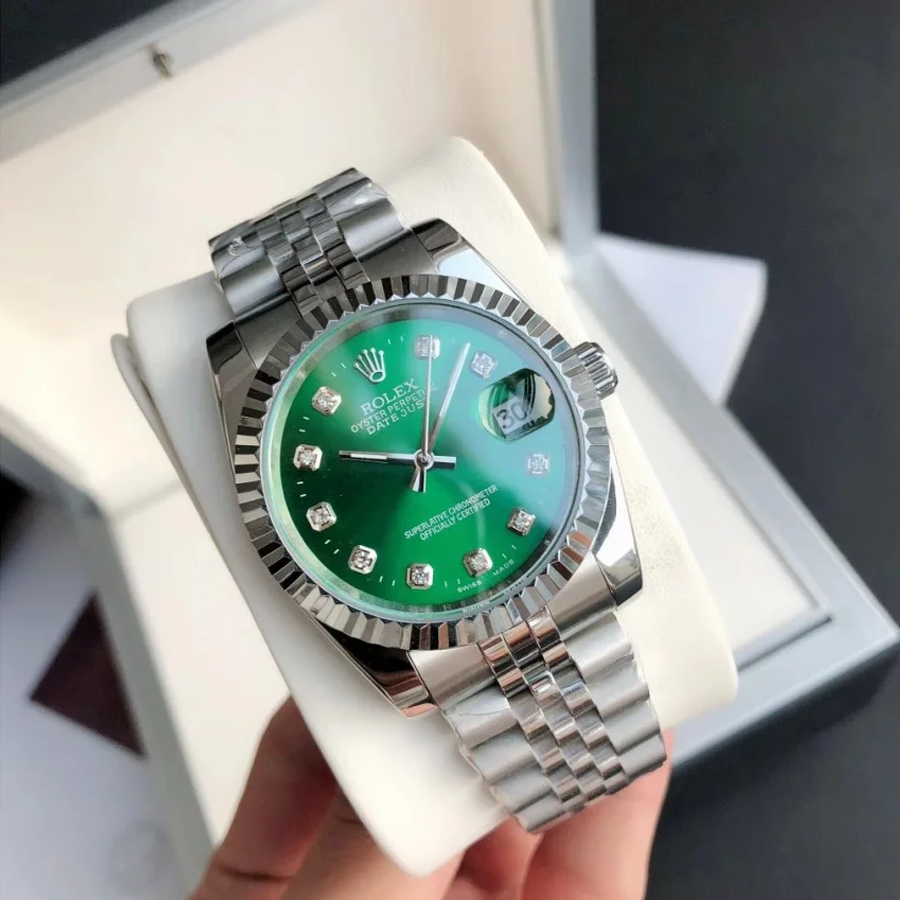 Couple Watches Rolex Datejust 36/28mm SS/SS Jub Green/Dia - Image 2