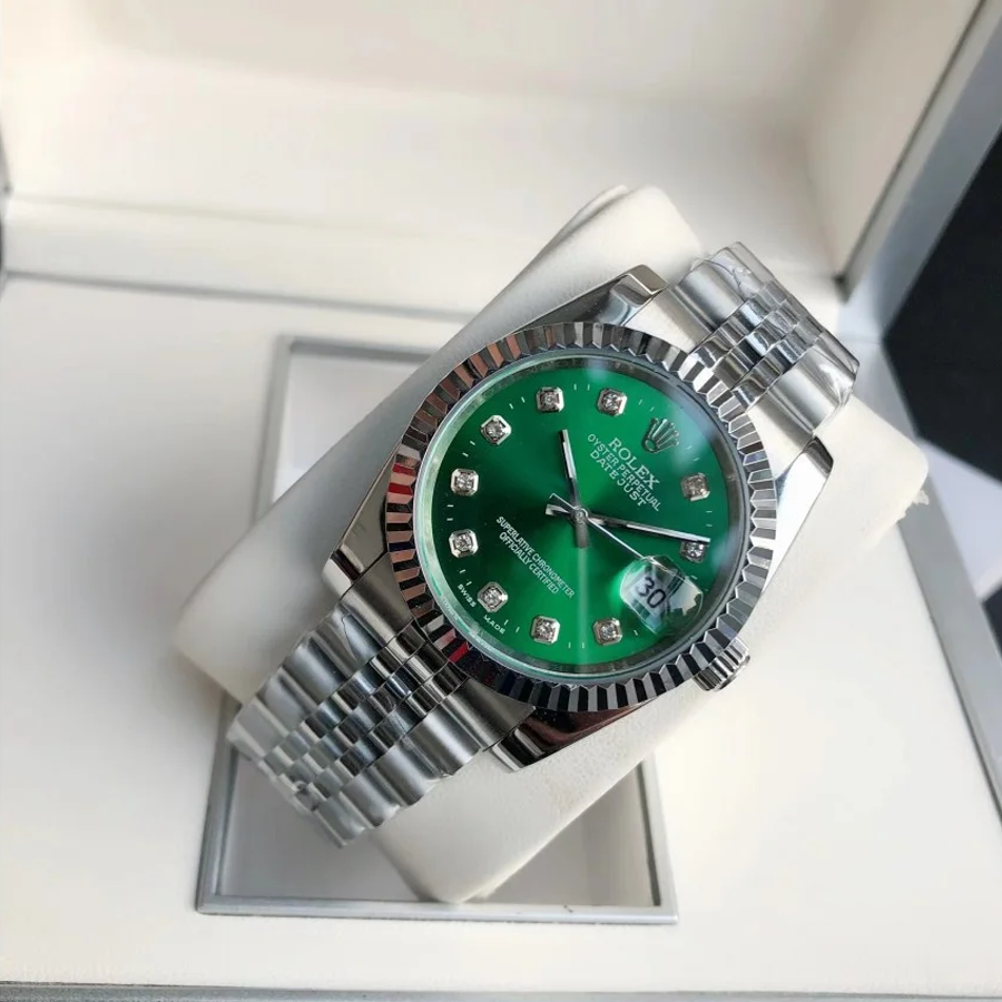 Couple Watches Rolex Datejust 36/28mm SS/SS Jub Green/Dia - Image 3