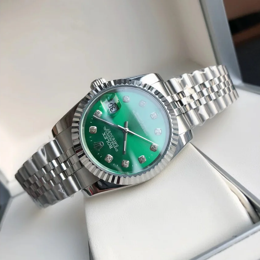 Couple Watches Rolex Datejust 36/28mm SS/SS Jub Green/Dia - Image 5